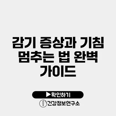 감기 증상과 기침 멈추는 법 완벽 가이드