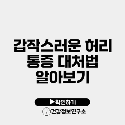 갑작스러운 허리 통증 대처법 알아보기