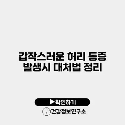 갑작스러운 허리 통증 발생시 대처법 정리