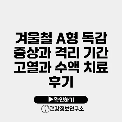 겨울철 A형 독감 증상과 격리 기간 고열과 수액 치료 후기