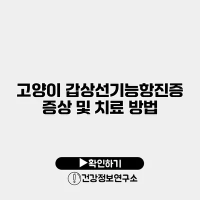 고양이 갑상선기능항진증 증상 및 치료 방법