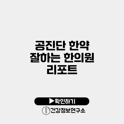 공진단 한약 잘하는 한의원 리포트