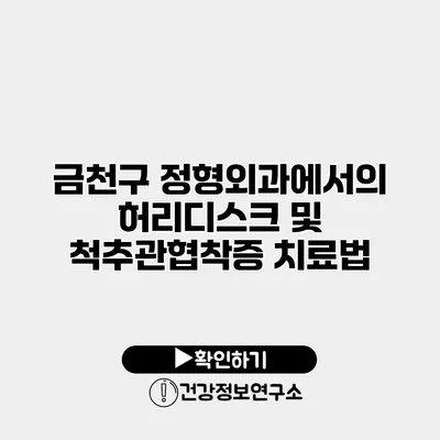 금천구 정형외과에서의 허리디스크 및 척추관협착증 치료법