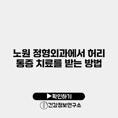 노원 정형외과에서 허리 통증 치료를 받는 방법