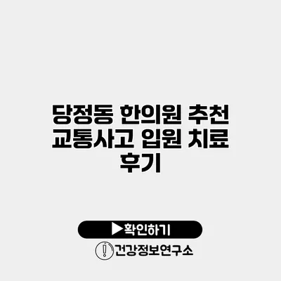 당정동 한의원 추천 교통사고 입원 치료 후기