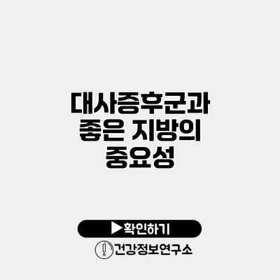 대사증후군과 좋은 지방의 중요성