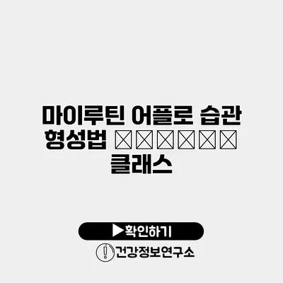 마이루틴 어플로 습관 형성법 мастер 클래스