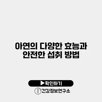 아연의 다양한 효능과 안전한 섭취 방법