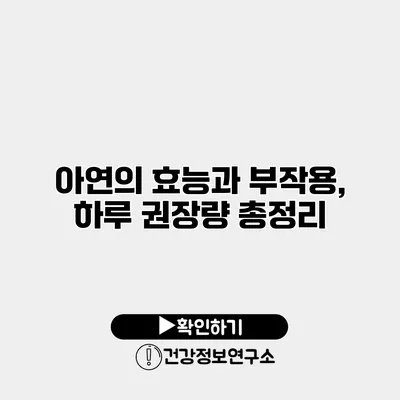 아연의 효능과 부작용, 하루 권장량 총정리