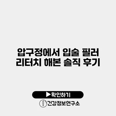 압구정에서 입술 필러 리터치 해본 솔직 후기