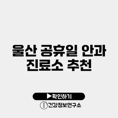 울산 공휴일 안과 진료소 추천