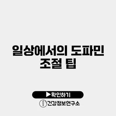 일상에서의 도파민 조절 팁