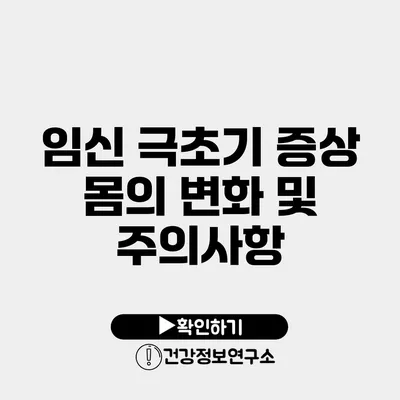 임신 극초기 증상 몸의 변화 및 주의사항