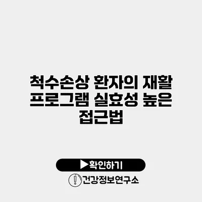 척수손상 환자의 재활 프로그램 실효성 높은 접근법