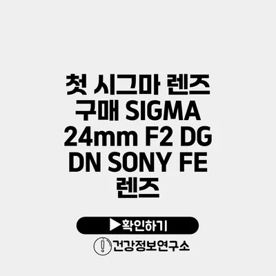 첫 시그마 렌즈 구매 SIGMA 24mm F2 DG DN SONY FE 렌즈