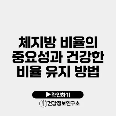 체지방 비율의 중요성과 건강한 비율 유지 방법