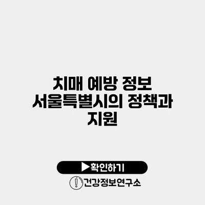 치매 예방 정보 서울특별시의 정책과 지원