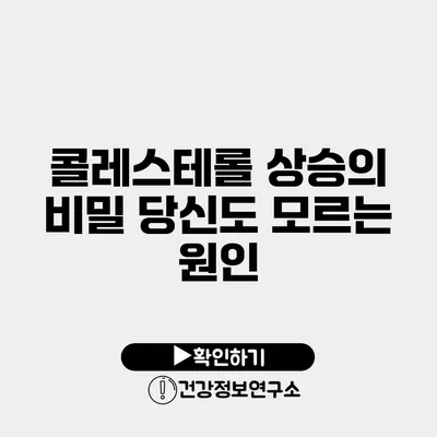 콜레스테롤 상승의 비밀 당신도 모르는 원인
