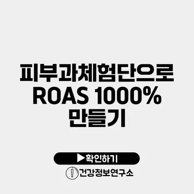 피부과체험단으로 ROAS 1000% 만들기