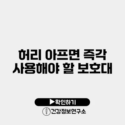 허리 아프면 즉각 사용해야 할 보호대