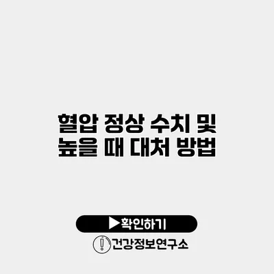 혈압 정상 수치 및 높을 때 대처 방법