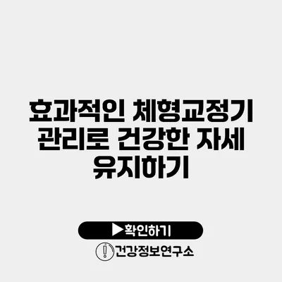효과적인 체형교정기 관리로 건강한 자세 유지하기