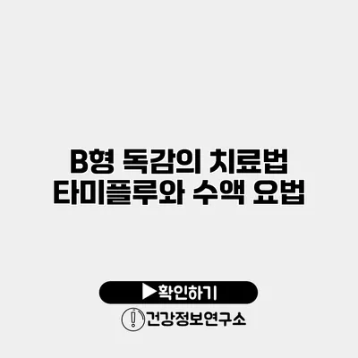 B형 독감의 치료법 타미플루와 수액 요법