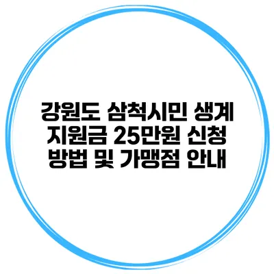 강원도 삼척시민 생계 지원금 25만원 신청 방법 및 가맹점 안내