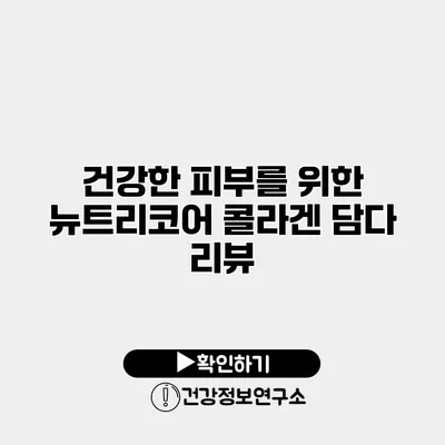 건강한 피부를 위한 뉴트리코어 콜라겐 담다 리뷰
