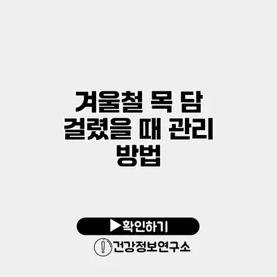 겨울철 목 담 걸렸을 때 관리 방법