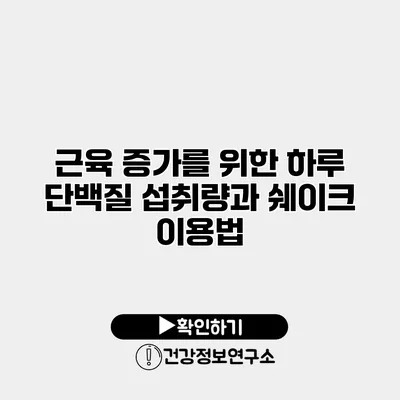 근육 증가를 위한 하루 단백질 섭취량과 쉐이크 이용법