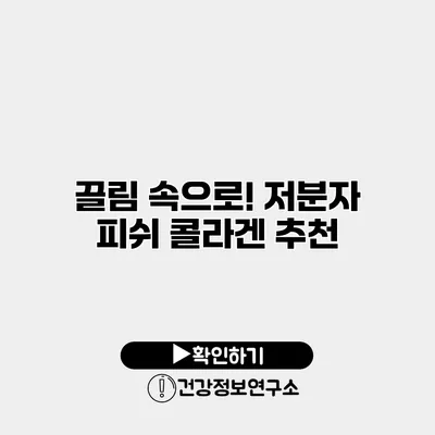 끌림 속으로! 저분자 피쉬 콜라겐 추천