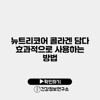 뉴트리코어 콜라겐 담다 효과적으로 사용하는 방법