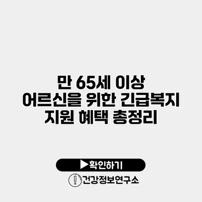 만 65세 이상 어르신을 위한 긴급복지 지원 혜택 총정리