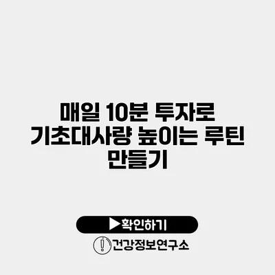 매일 10분 투자로 기초대사량 높이는 루틴 만들기