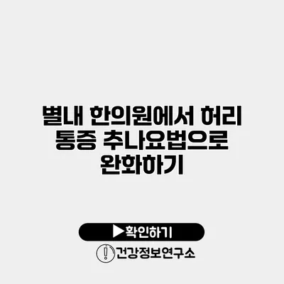 별내 한의원에서 허리 통증 추나요법으로 완화하기