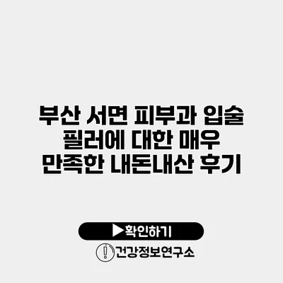 부산 서면 피부과 입술 필러에 대한 매우 만족한 내돈내산 후기