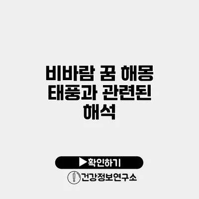 비바람 꿈 해몽 태풍과 관련된 해석