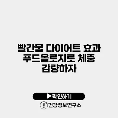 빨간물 다이어트 효과 푸드올로지로 체중 감량하자