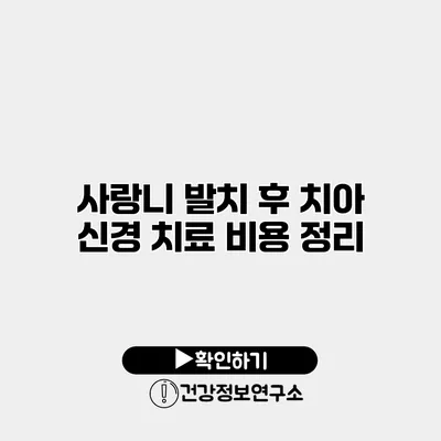 사랑니 발치 후 치아 신경 치료 비용 정리