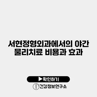 서현정형외과에서의 야간 물리치료 비용과 효과