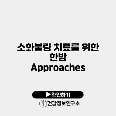 소화불량 치료를 위한 한방 Approaches