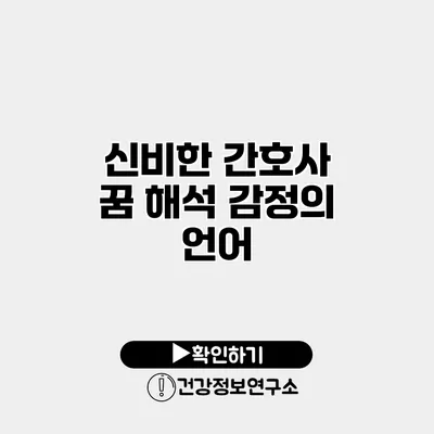 신비한 간호사 꿈 해석 감정의 언어