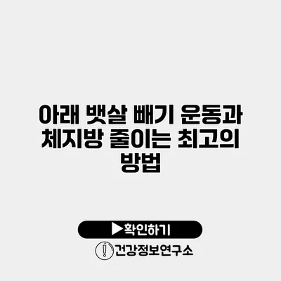 아래 뱃살 빼기 운동과 체지방 줄이는 최고의 방법
