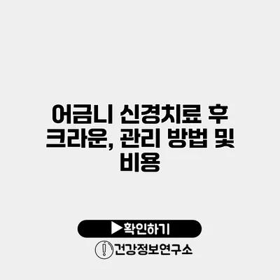 어금니 신경치료 후 크라운, 관리 방법 및 비용