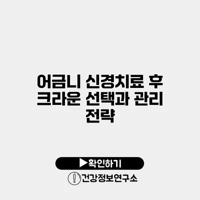 어금니 신경치료 후 크라운 선택과 관리 전략
