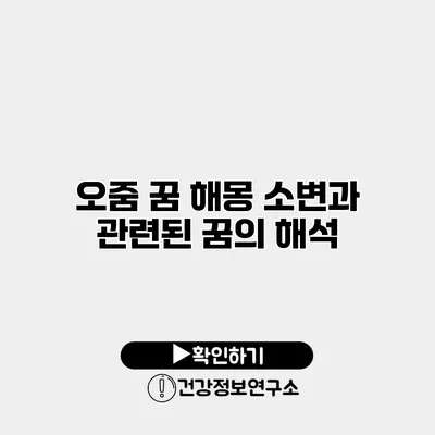 오줌 꿈 해몽 소변과 관련된 꿈의 해석