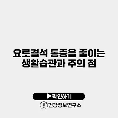 요로결석 통증을 줄이는 생활습관과 주의 점