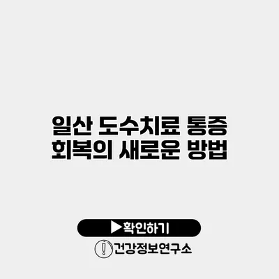 일산 도수치료 통증 회복의 새로운 방법