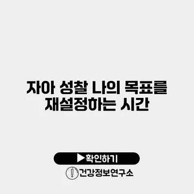 자아 성찰 나의 목표를 재설정하는 시간